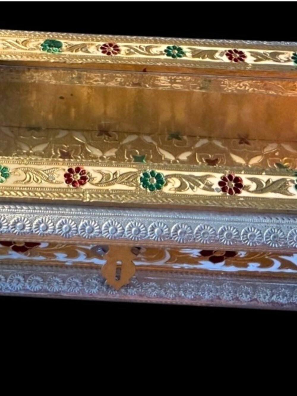 Ornate Indian Middle Eastern Style Floral Box with Removable Dividers